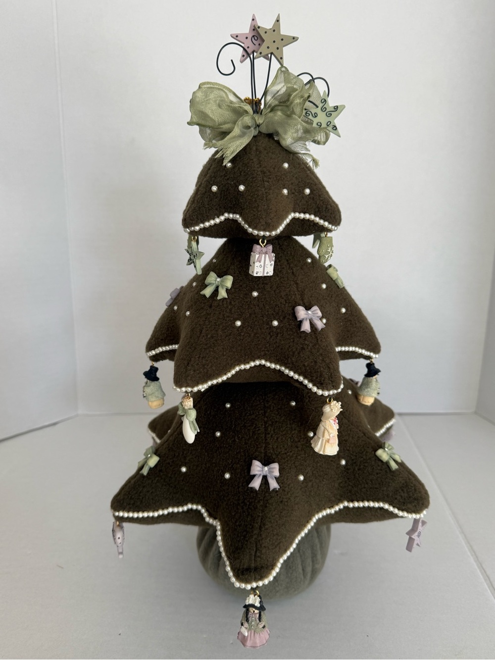 Vintage 3 Tiered Stuffed Bridgerton Regency England Style Christmas Tree Beaded